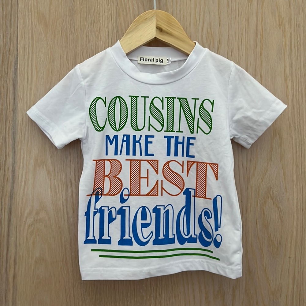 Adorable cousin T shirt! Floral Pig size 100 is approx. US toddler size 2-3T